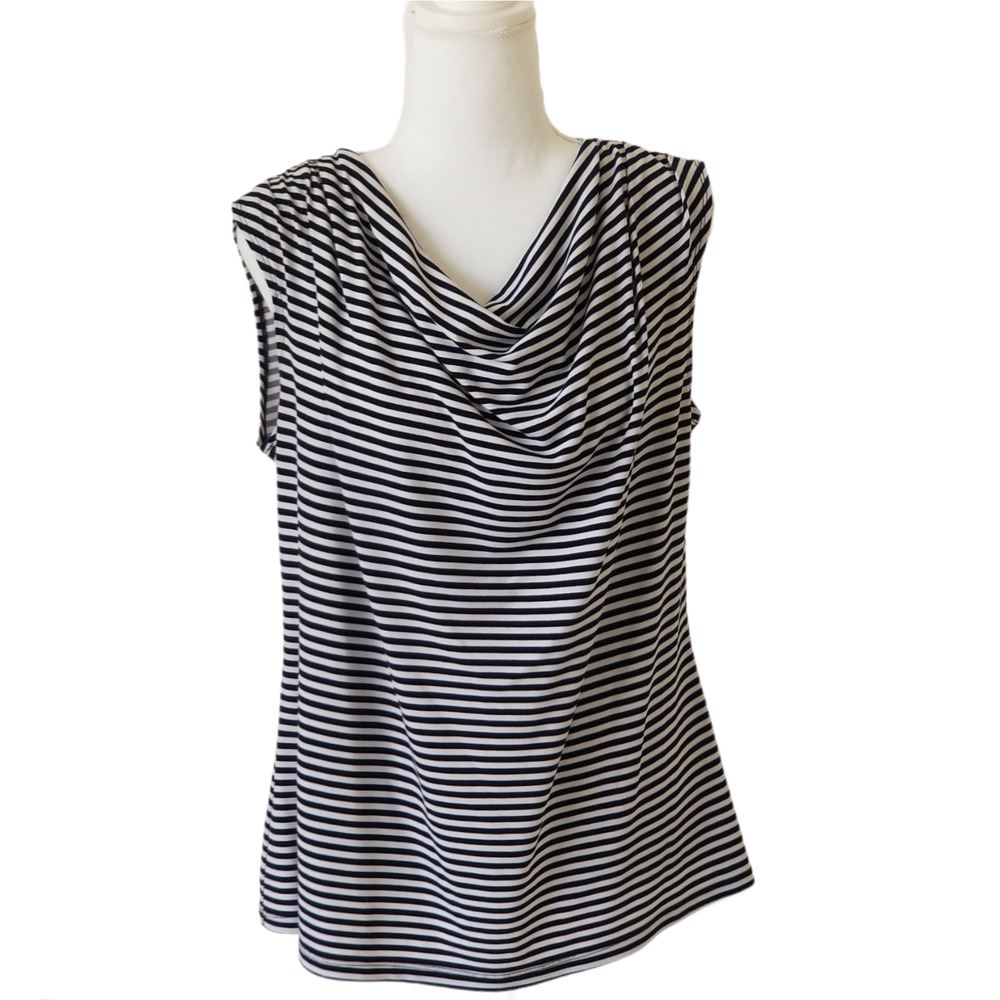 Christopher & banks Cowl Neck, White/Black Striped Top - Size M